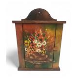 Vtg Handpainted Wooden Cabinet