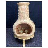 SMALL TERRA-COTTA CHIMINEA TEA CANDLE HOLDER IN