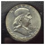 1962 FRANKLIN SILVER HALF DOLLAR