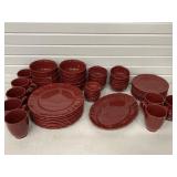 RED CHINA SET FOR 8 BY JCP HOME NO CHIPS