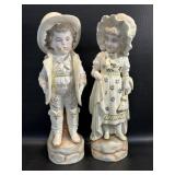 Antique Bisque Figurines Boy & Girl Victorian