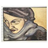 Large Print on Canvas Woman w/ Blue Scarf /