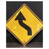 STEEL CURVE AHEAD TRAFFIC WARNING SIGN