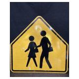 PEDESTRIANS CROSSING WARNING TRAFFIC SIGN METAL