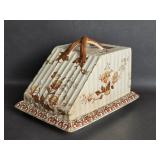 Antique Victorian Cheese Dish Floral Transfer