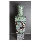 Famille Verte Chinoiserie Style Square Floor Vase