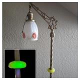 Art Deco Bridge Arm Floor Lamp w/ Floral Shade TM