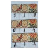 NWT 3 Beautiful Butterfly Wallmount w/3 Hooks ,