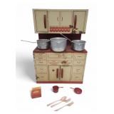 Vtg Wolverine 1950s Tin Litho Toy Kitchen Hutch
