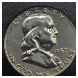1957 FRANKLIN SILVER HALF DOLLAR