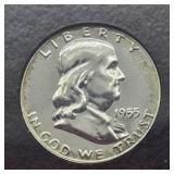 1955 FRANKLIN SILVER HALF DOLLAR