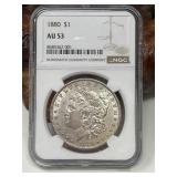 1880 Morgan Silver Dollar NGC AU 53