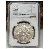 1880 O Morgan Silver Dollar NGC AU 50