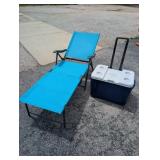 Lounge Chair and Coleman Cooler