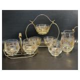 Mid Century Libbey Gold Leaf Condiment Set &