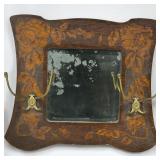 Older Wood Carved Rose Mirror & Coat Rack