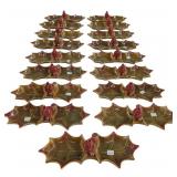 17 Ceramic Cardinal/Leaf Divided Dishes
