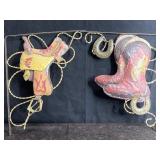 METAL WESTERN CORBELS SADDLE & COWBOY BOOTS SHELF