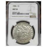1886 Morgan Silver Dollar NGC AU 53
