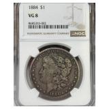 1884 Morgan Silver Dollar NGC VG 8