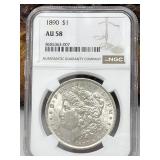 1890 Morgan Silver Dollar NGC AU 58