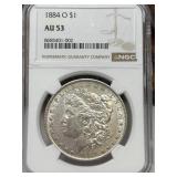 1884 O Morgan Silver Dollar NGC AU 53