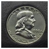 1958 FRANKLIN SILVER HALF DOLLAR