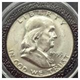 1955 FRANKLIN SILVER HALF DOLLAR