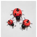 Large Metal Ladybugs Insects , Red & Black , NWT