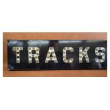 Vintage Railroad Tracks Metal Sign with Cats Eyes