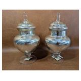 2 Mercury Glass Apothecary Jars