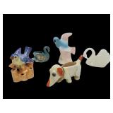 Vtg Ceramic Figurines Pin Cushion Swan Fluoresces