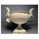 NWT Metal Deer Stag Bowl Antique White Planter