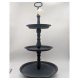 Large Metal 3 Tier Tray - Distressed Blue