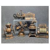 6 Vintage Die-Cast Metal Mini Pencil Sharpeners