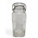 Vtg Atlas Good Luck Clover Mason Jar 1/2 Gallon