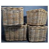 4 Rectangular Woven Storage Baskets