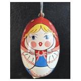 Hand Painted Wood Russian Egg Ornament