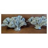2 Decorative Faux Silver Coral Figures