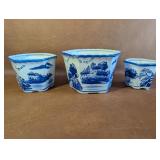Planters with Chinoiserie Landscape Scene
