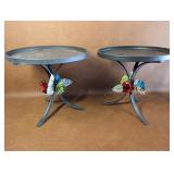2 Metal Floral Plant Stands