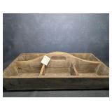 6 Compartment Wood Caddy with Center Handle