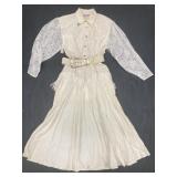 VINTAGE WESTERN DRESS W/ LACE SLEEVES, FRINGE &
