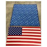 2 FLEECE THROWS AMERICAN FLAG & BLUE SNOWFLAKES