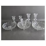 Vtg Cubist Footed , Crystal Candlestick Holders +