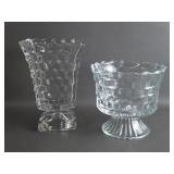Fostoria American Square Footed Vase & Compote
