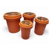 4pc Rubbermaid Flower Power Orange Canister Set,