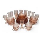 56pc Vtg Arcoroc Rosaline Pink Swirl Dinner Set