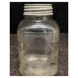 VINTAGE HAZEL ATLAS SQUARE GLASS JAR W/ ART DECO