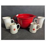 Red Porcelain Enameled Metal Batter Bowl ++ all